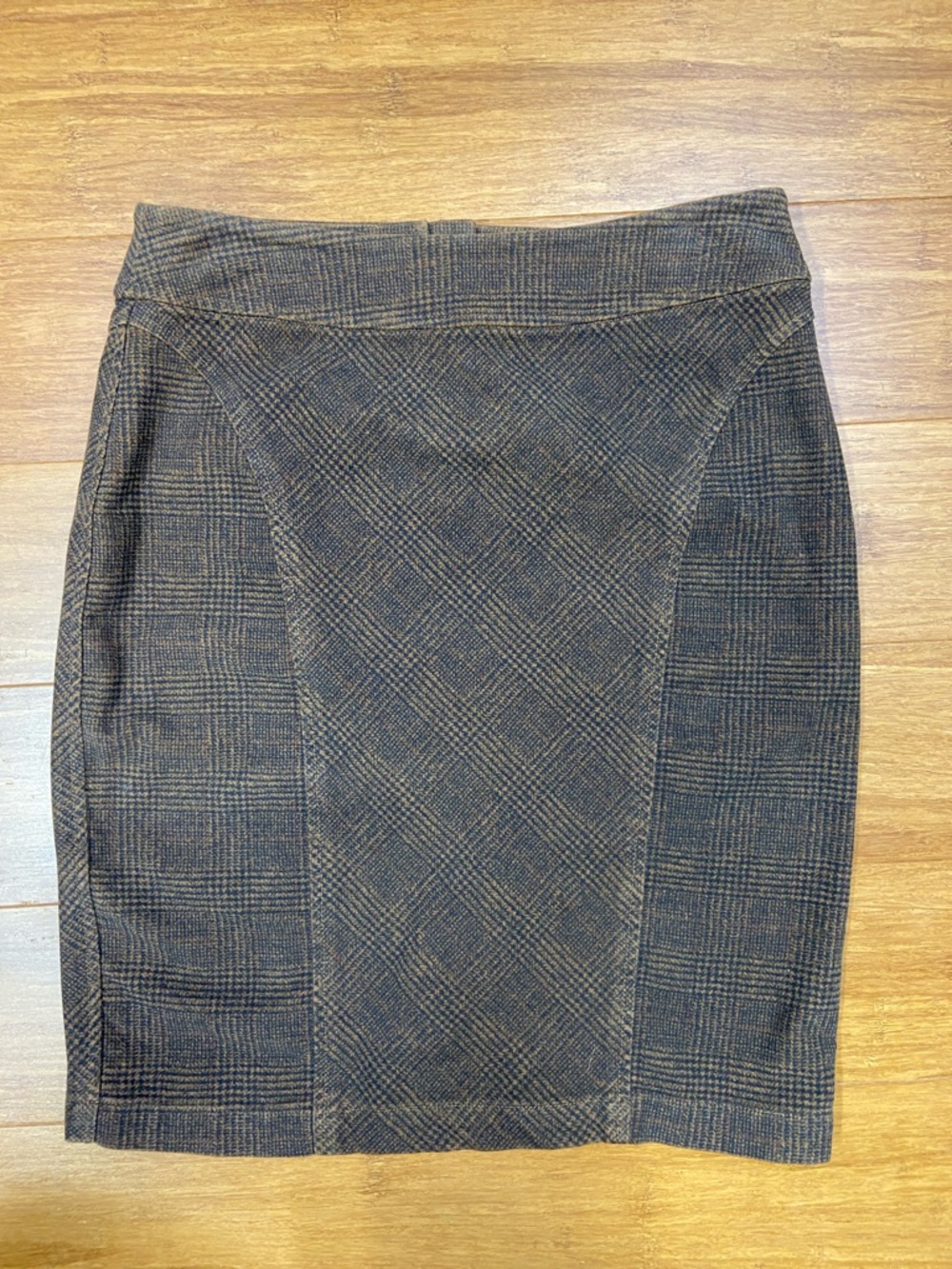 Peruvian Connection Cotton Brown Plaid Pencil Skirt size 4
